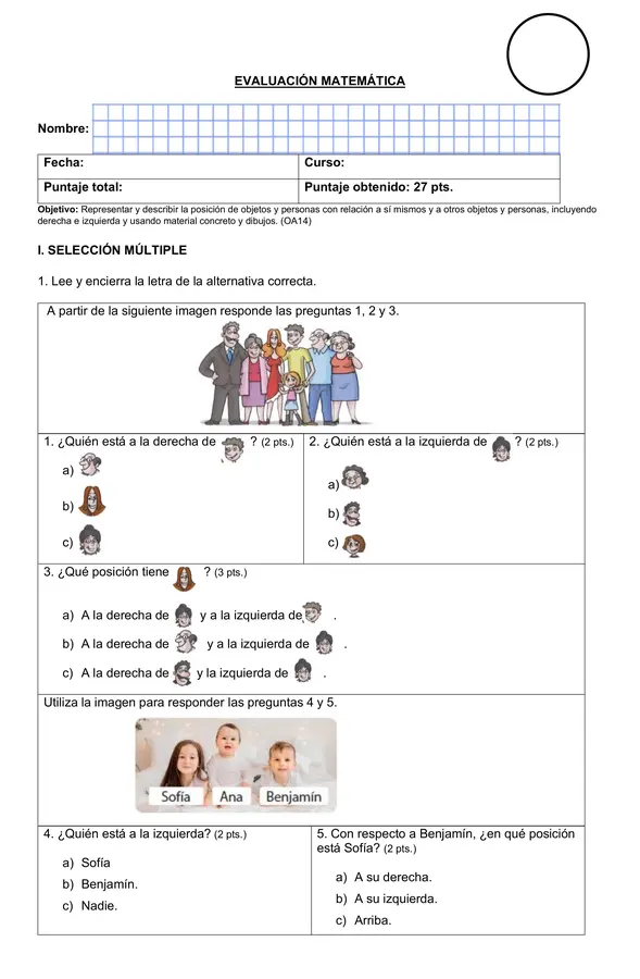 Evaluación matemática 