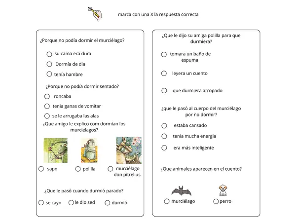 actividad  cuento el terrible problema del murciélago 