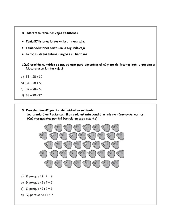 Ensayo SIMCE matemáticas 4° básico con pauta de corrección