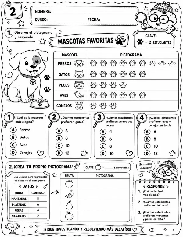 Detectives de Datos: Pictogramas Divertidos | Interpretación y Creación de Pictogramas
