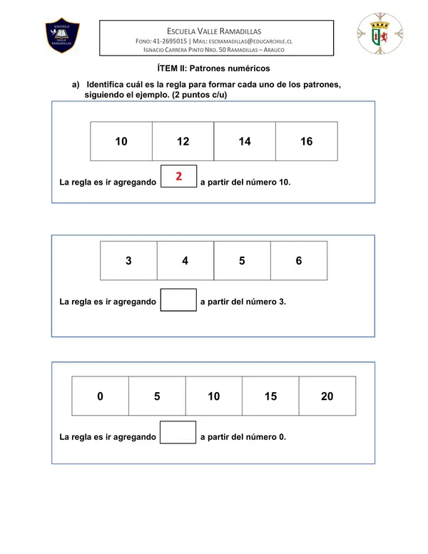 Evaluación Patrones 1° Básico
