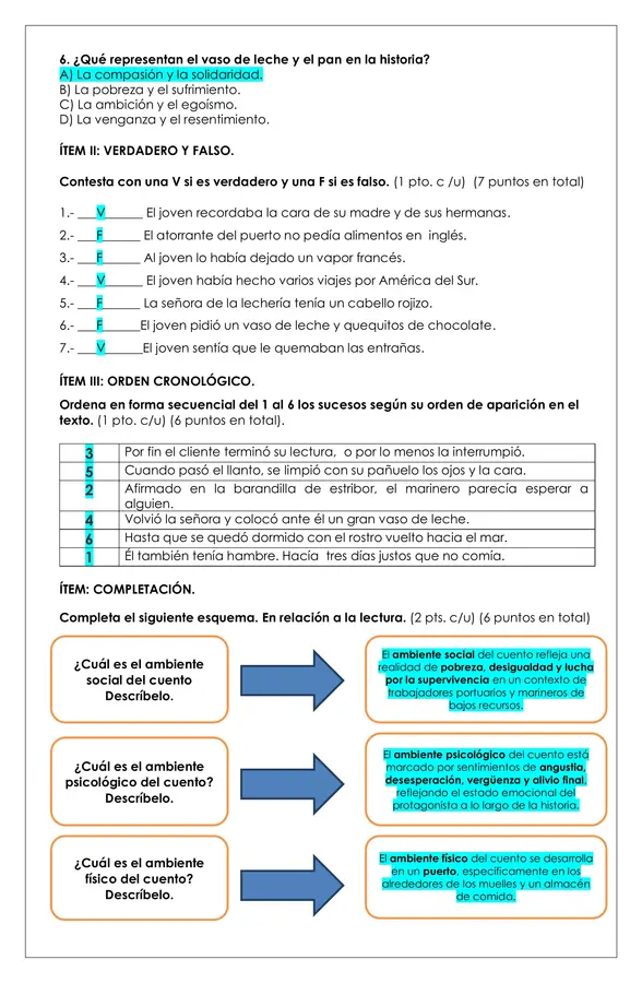 Prueba Lectura - El vaso de leche