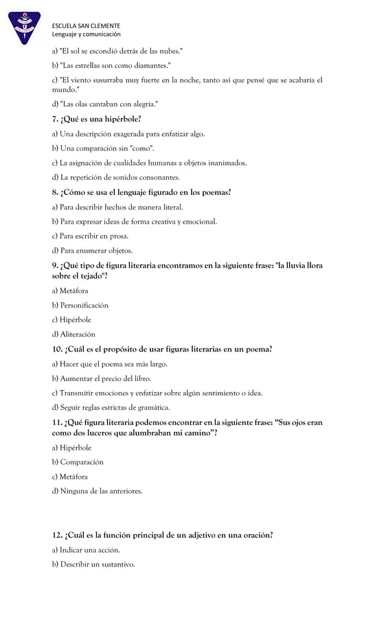 Evaluación sumativa cuarto básico 