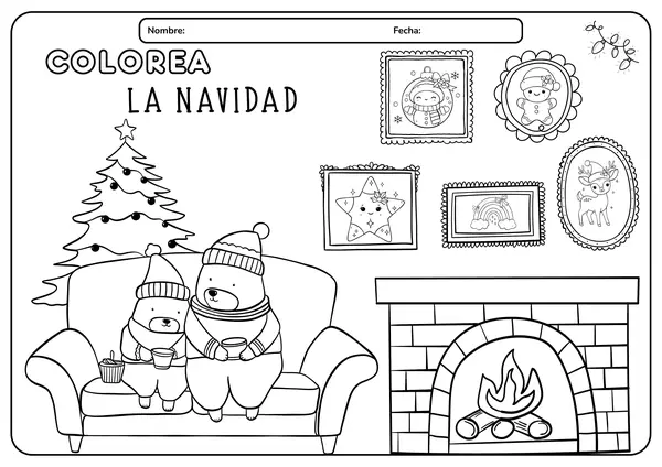 Ilustración navideña para colorear