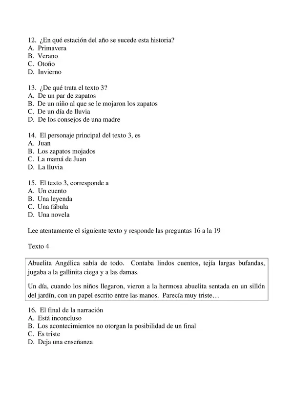 PRUEBA DIAGNOSTICO LENGUAJE, CUARTO BASICO CON SOLUCIONES CATEGORIZADAS ...