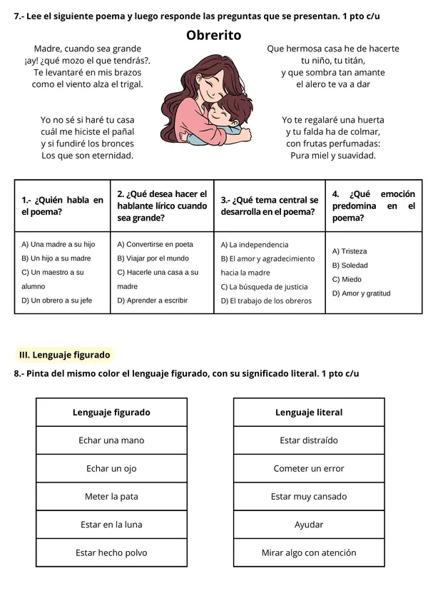 PRUEBA INFORMAL 3° AÑO BÁSICO DE LENGUAJE Y MATEMÁTICA.