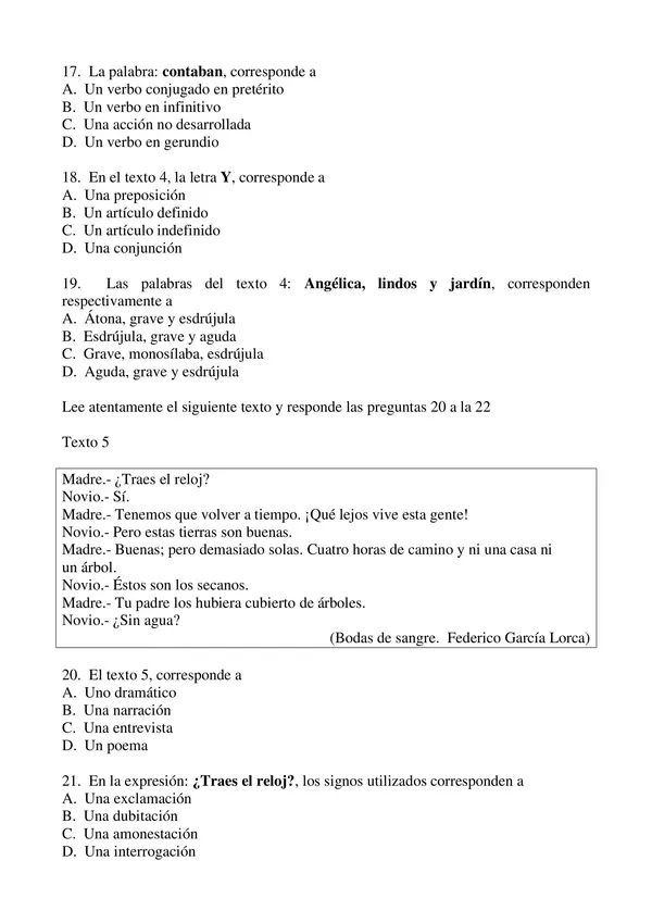 PRUEBA DIAGNOSTICO LENGUAJE, CUARTO BASICO CON SOLUCIONES CATEGORIZADAS ...