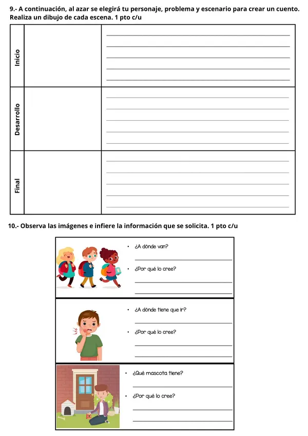 PRUEBA INFORMAL 3° AÑO BÁSICO DE LENGUAJE Y MATEMÁTICA.