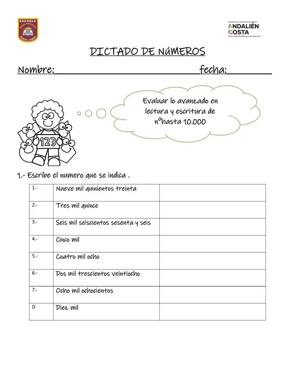 Dictado de numeros hasta 10.000