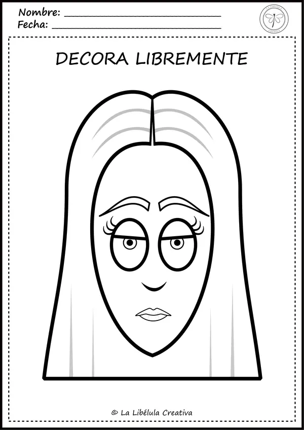 Fichas colorear halloween caras personajes BW