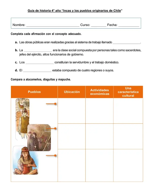Guía de historia "Incas y los pueblos originarios de Chile"