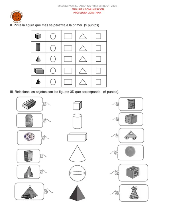 Evaluación Figuras y cuerpos geométricos primero básico.