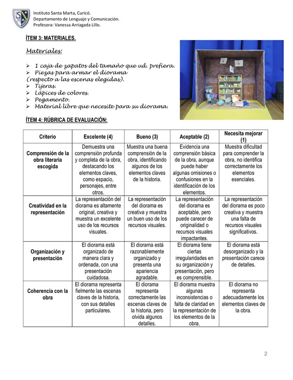DIORAMA LITERARIO - LIBRO LIBRE.