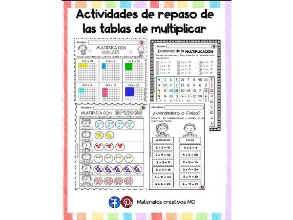 ACTIVIDADES PARA REPASAR LAS TABLAS DE MULTIPLICAR 
