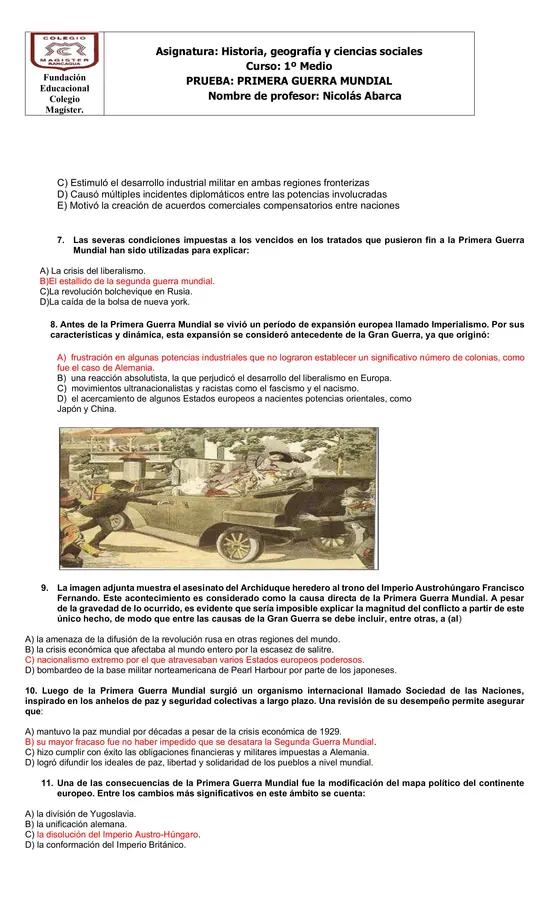 Prueba 1º guerra Mundial