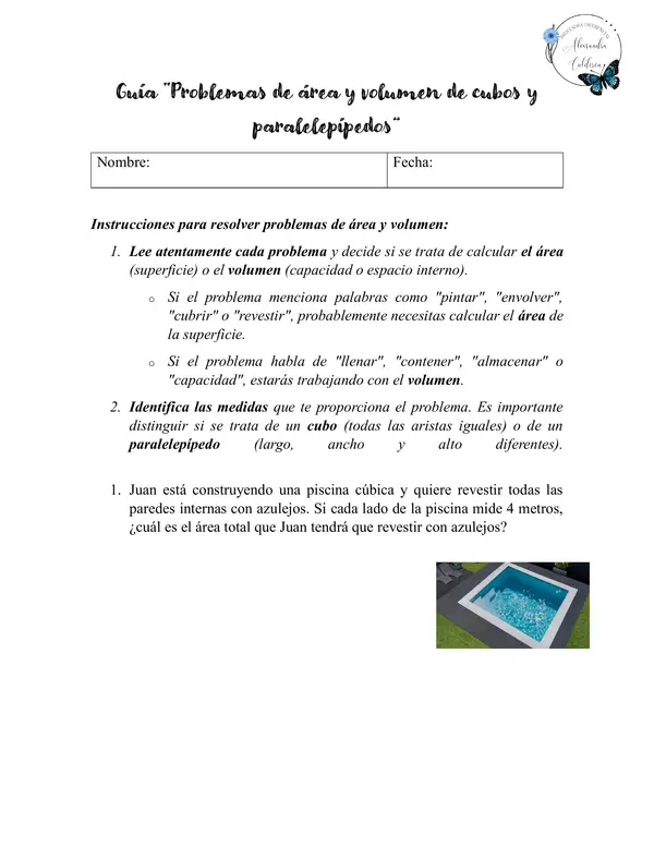 Problemas de área y volumen de cubos y paralelepípedos