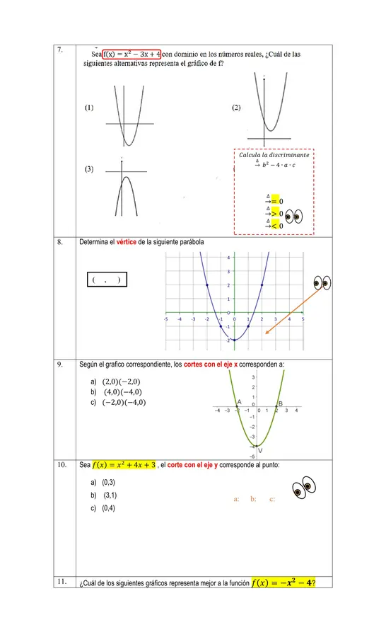 Evaluación Adecuada "Funciones Cuadráticas" 2º medio