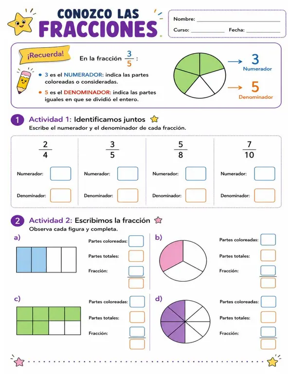 Guía de fracciones para 4° básico