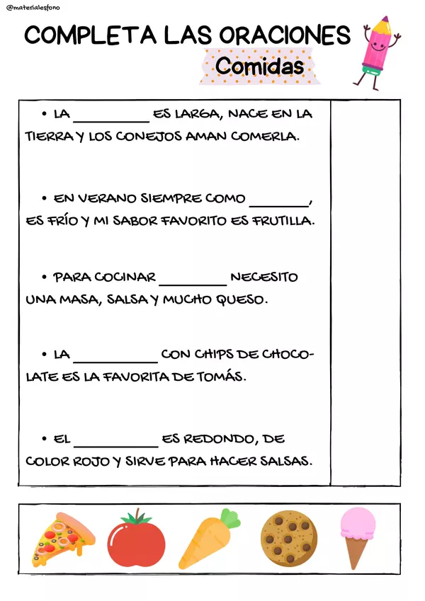 Comprensión lectora de oraciones