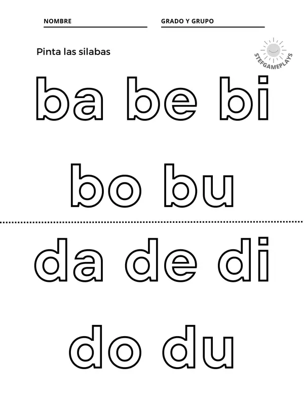 Pinta las silabas de la letra b y d