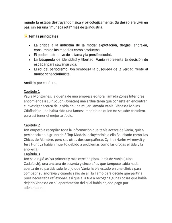 Resumen libro "Las chicas de alambre"