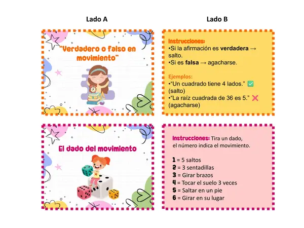 ✨ Flashcards de Pausas Activas con Movimientos – Energiza tu clase ✨