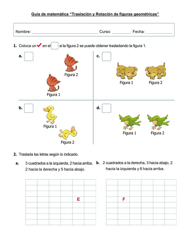 Guía de matemática 3°año "Rotación , Reflexión y Traslación"