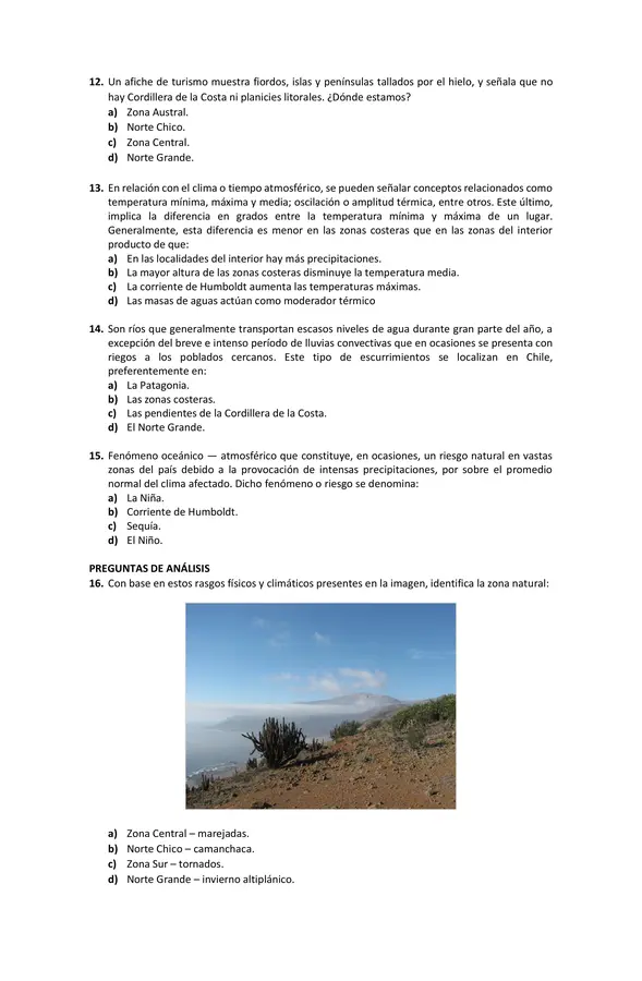 Evaluación Electivo de Geografía | Unidad 2 | Fila A | Tercero - Cuarto Medio