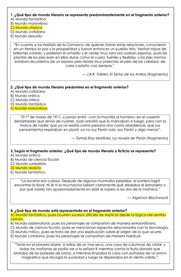 Prueba - Tipos de mundos y tópicos literarios
