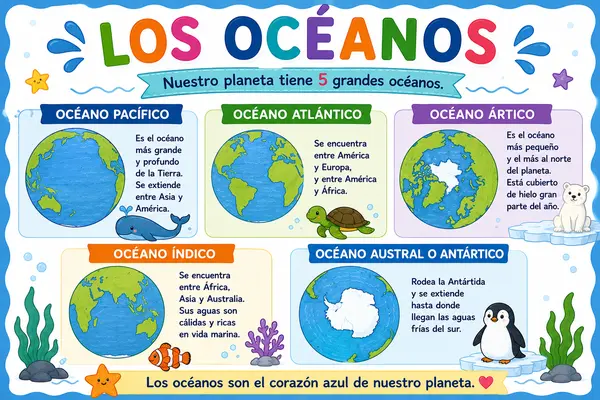 Póster Los Océanos | Cartel de Geografía | Decoración Aula