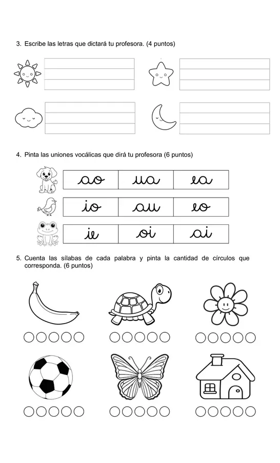 Prueba vocales 1° básico