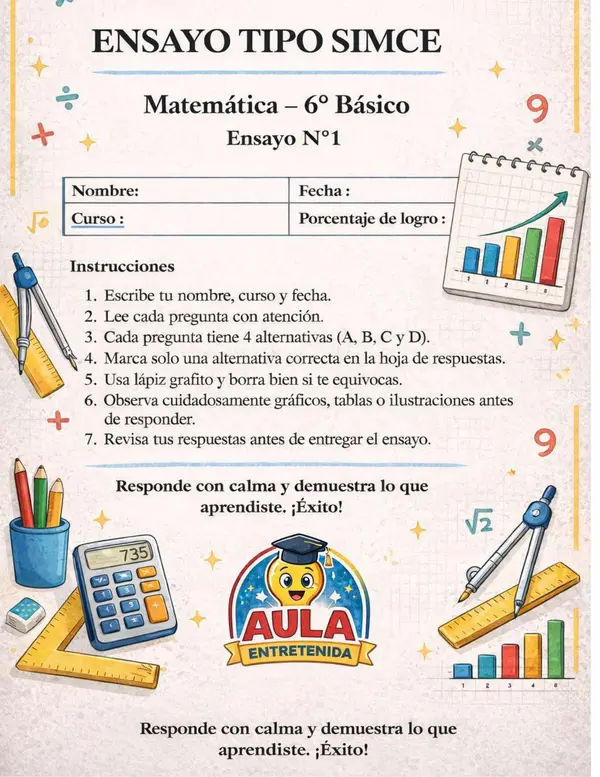 Ensayo SIMCE N°1 de Matemática para 6° Básico 