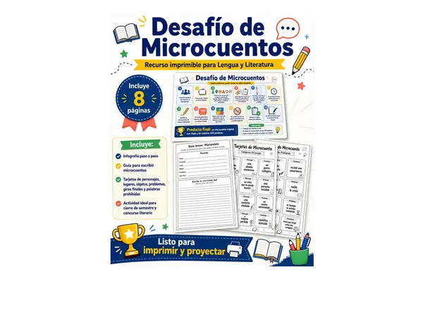 Desafío de Microcuentos: recurso imprimible para Lengua y Literatura