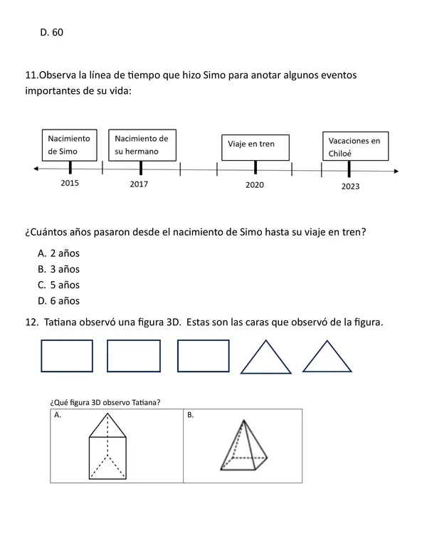 ENSAYO SIMCE MATEMÁTICAS 4º BÁSICO