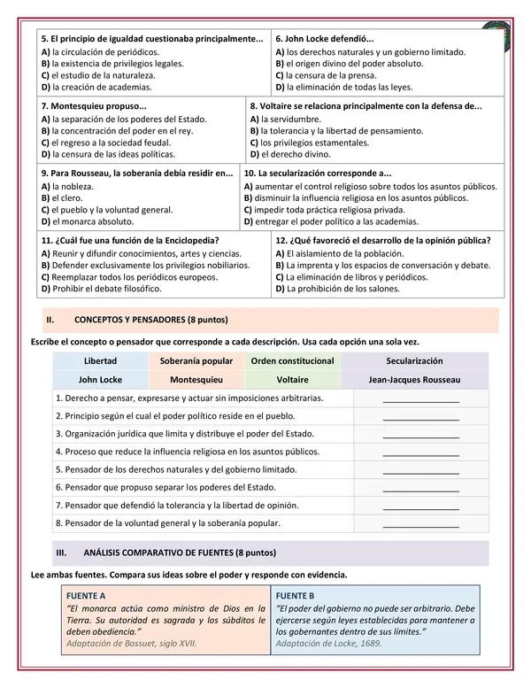 Evaluación - Antiguo Regimen 8°básico