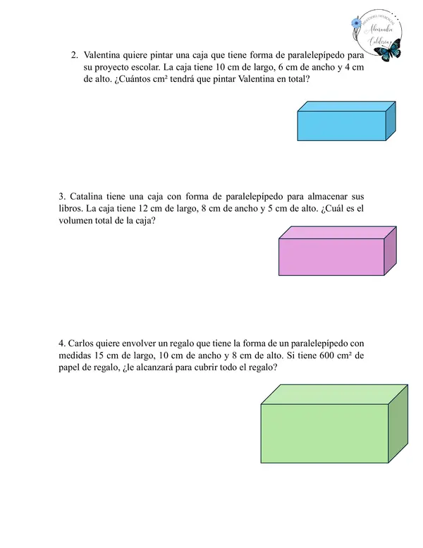 Problemas de área y volumen de cubos y paralelepípedos