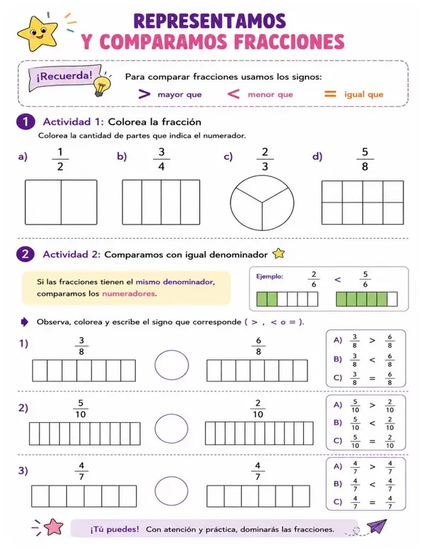 Guía de fracciones para 4° básico
