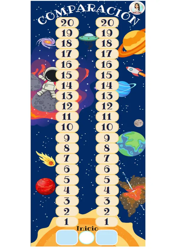 Juego de comparación de números hasta 20