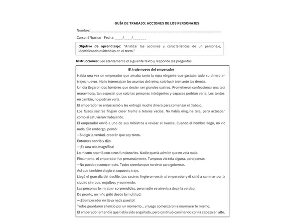 Guía: Acciones de los personajes