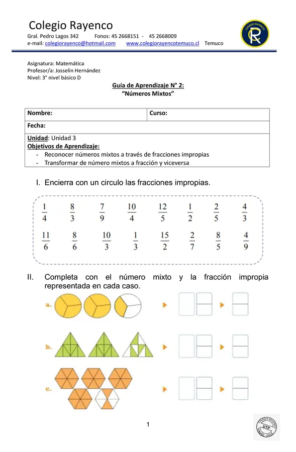 Guía de Números mixtos