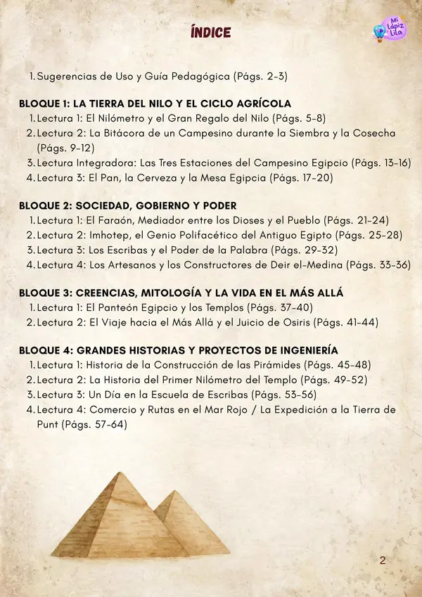 Proyecto Ecos del Nilo: Cuadernillo de Lecturas y Comprensión Lectora 
