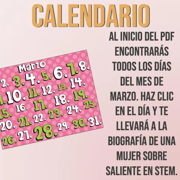 Mes internacional de la Mujer - Mujeres STEM Calendario