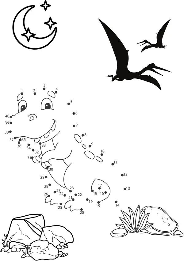 Dinosaurios: Une los puntos (según el orden de los números) y pinta