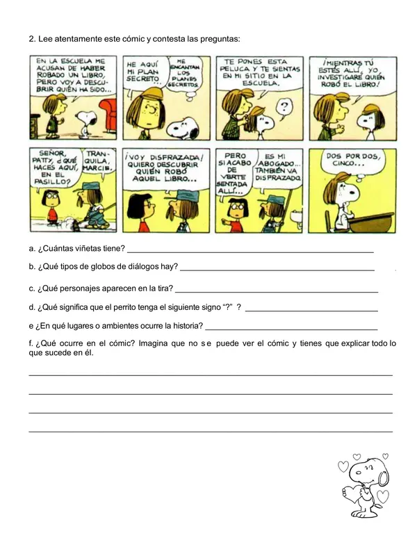 Guía de trabajo "Tira cómica" 4° año.