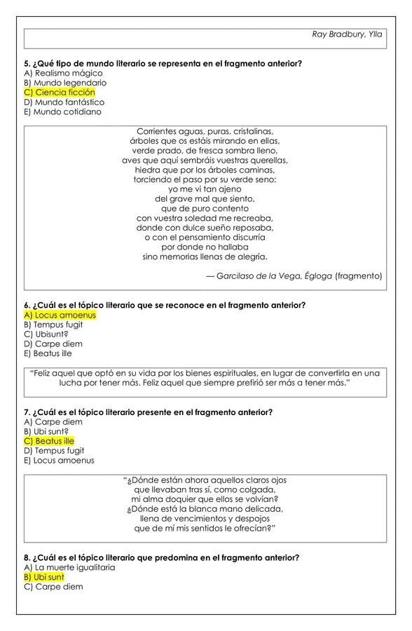 Prueba - Tipos de mundos y tópicos literarios