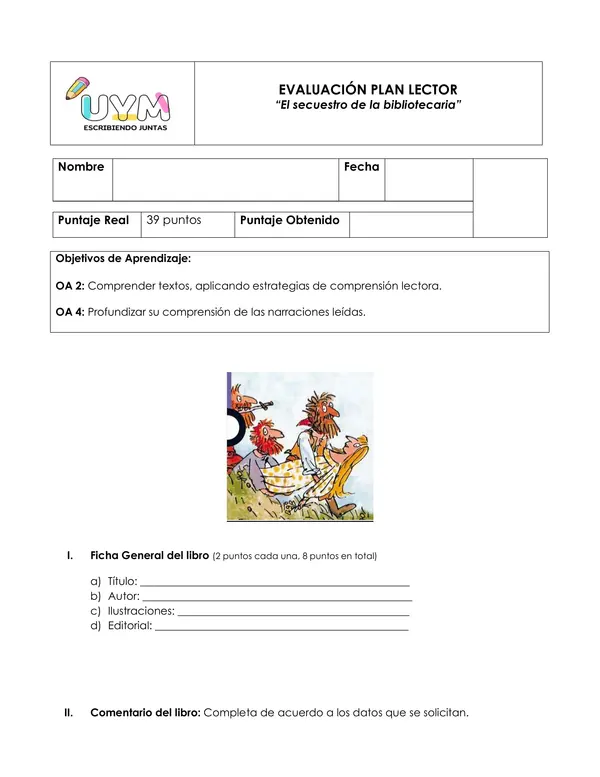 Evaluación lectura “El secuestro de la bibliotecaria”