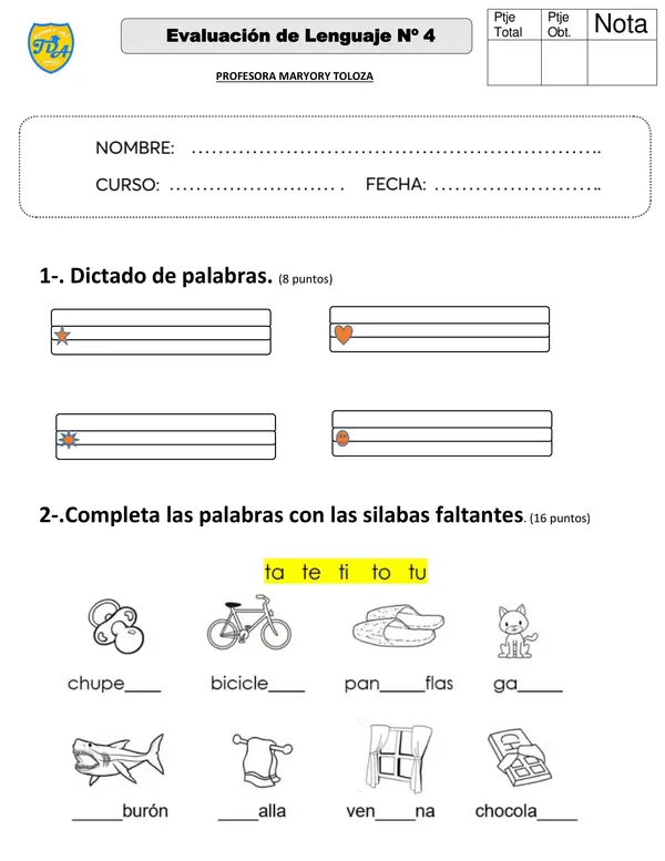 Evaluación letra T