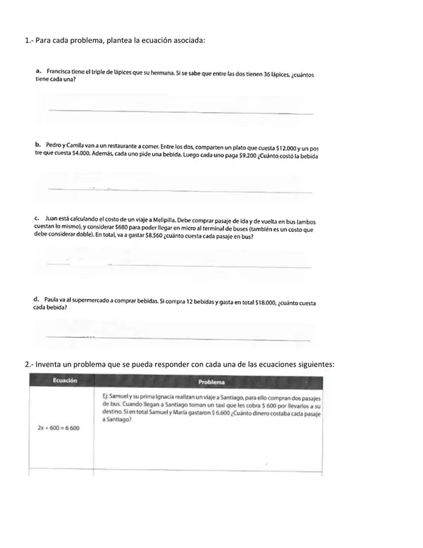 Ejercicios y problemas de ecuaciones de primer grado