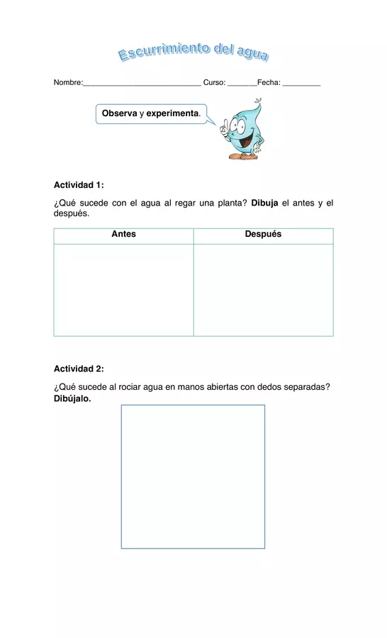 guia escurrimiento del Agua, Segundo Basico, Naturales