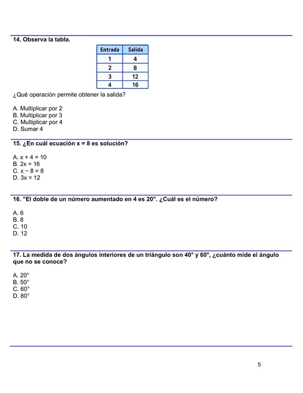 ENSAYO SIMCE 4 MATEMÁTICA  6°